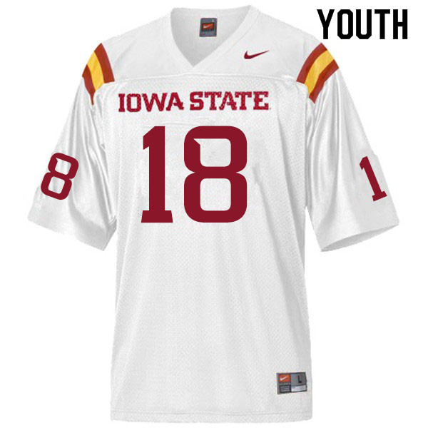 Youth #18 Devin Larsen Iowa State Cyclones College Football Jerseys Sale-White